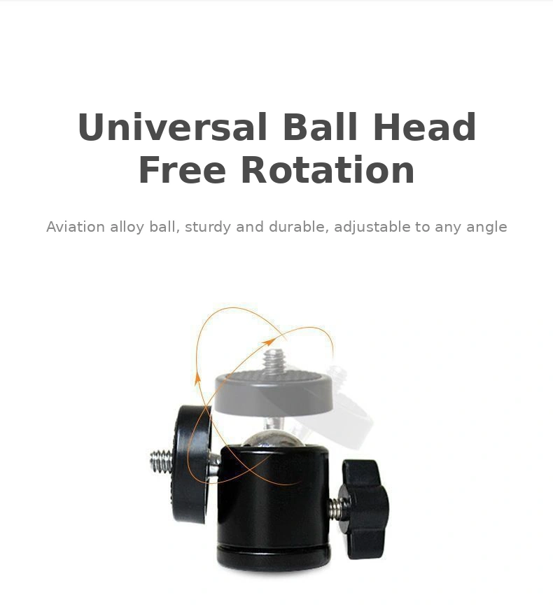 Universal Hot Shoe Mini Ball Head tripod and camera mounting application position